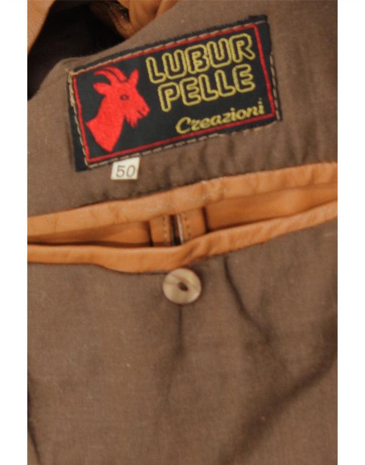 Casaco de couro masculino vintage IT 50 grande couro marrom