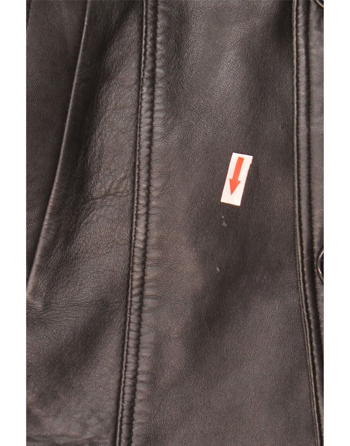 Jaqueta de couro masculina MDM UK 38 couro preto médio