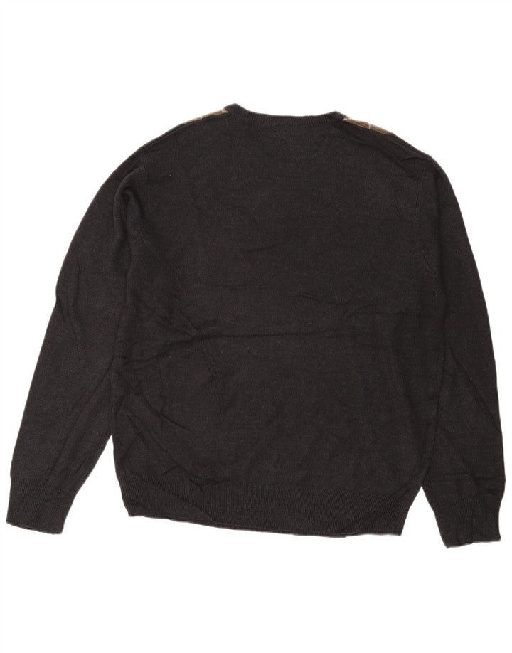 DOCKERS Suéter masculino com gola redonda grande cinza argil/acrílico diamante