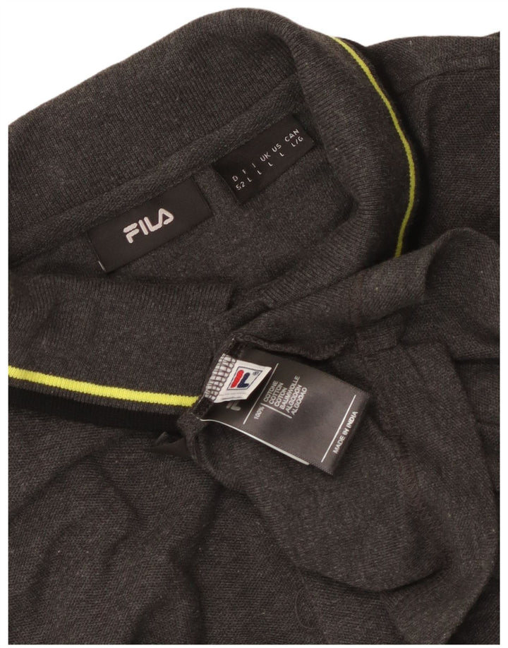 Camisa polo masculina Fila grande algodão cinza