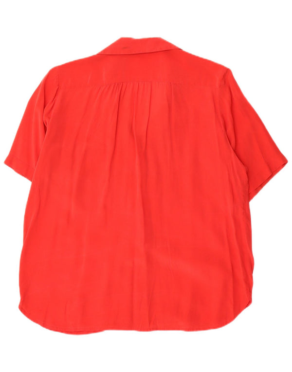 Blusa feminina vintage de manga curta UK 16 grande vermelha
