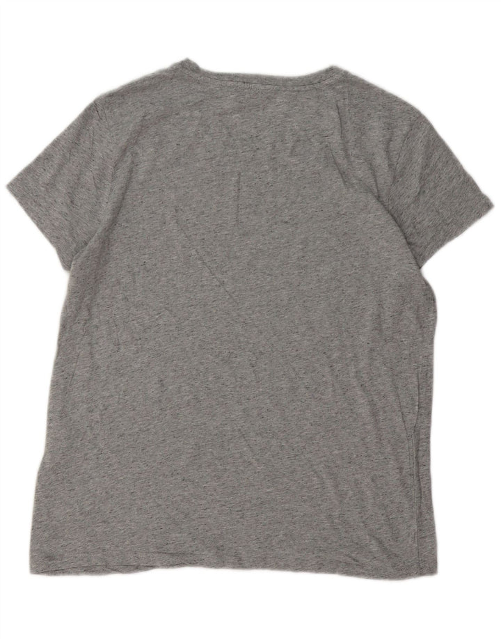 Camiseta feminina gráfica Levi's UK 14 grande algodão manchado cinza