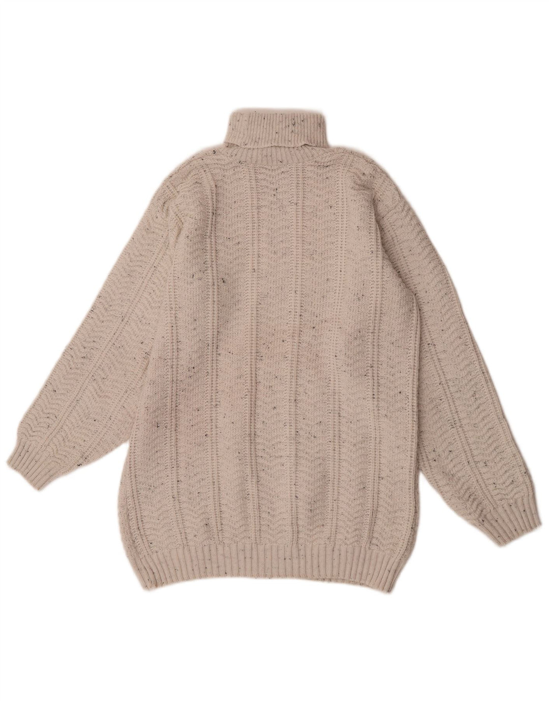 Suéter vintage masculino com gola redonda XL em acrílico manchado branco