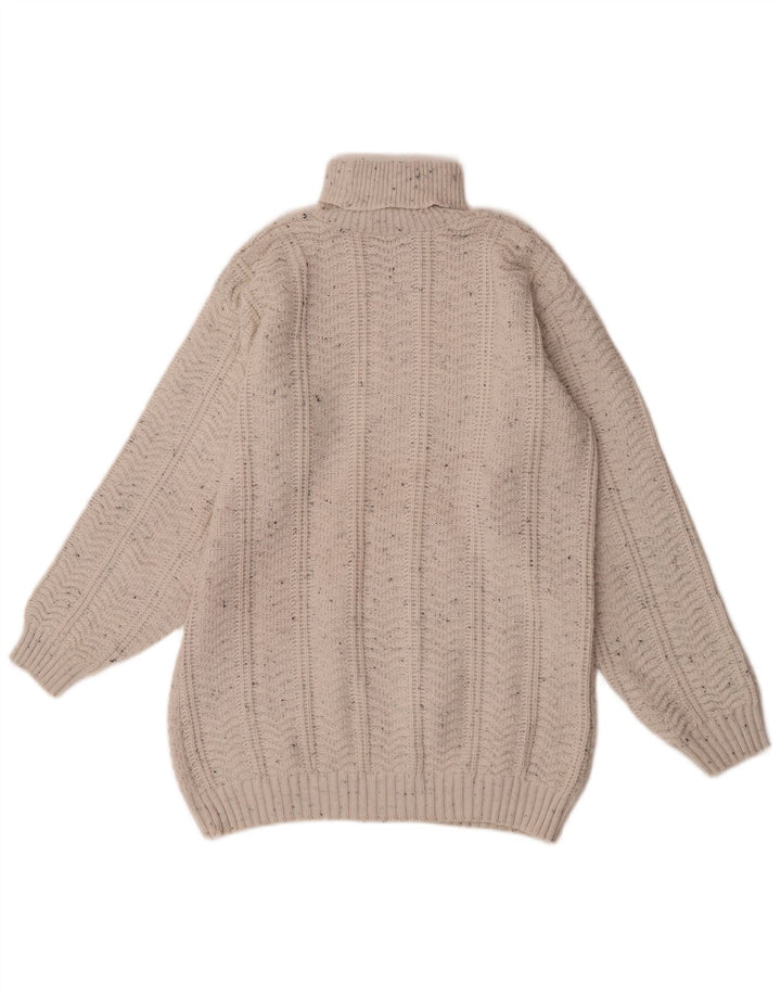Suéter vintage masculino com gola redonda XL em acrílico manchado branco