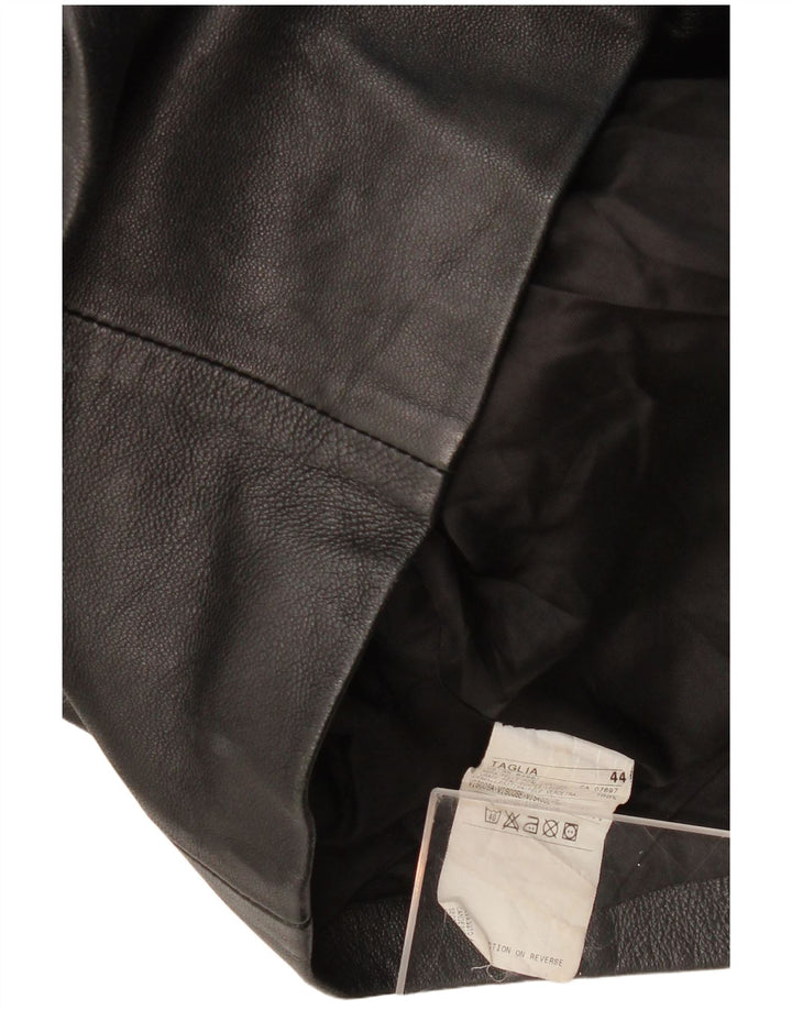 Jaqueta blazer feminina de couro com 2 botões SISLEY IT 44 couro preto médio