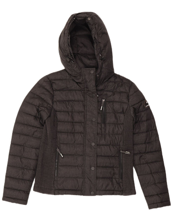 Casaco acolchoado com capuz Superdry para meninas 15-16 anos poliéster cinza grande