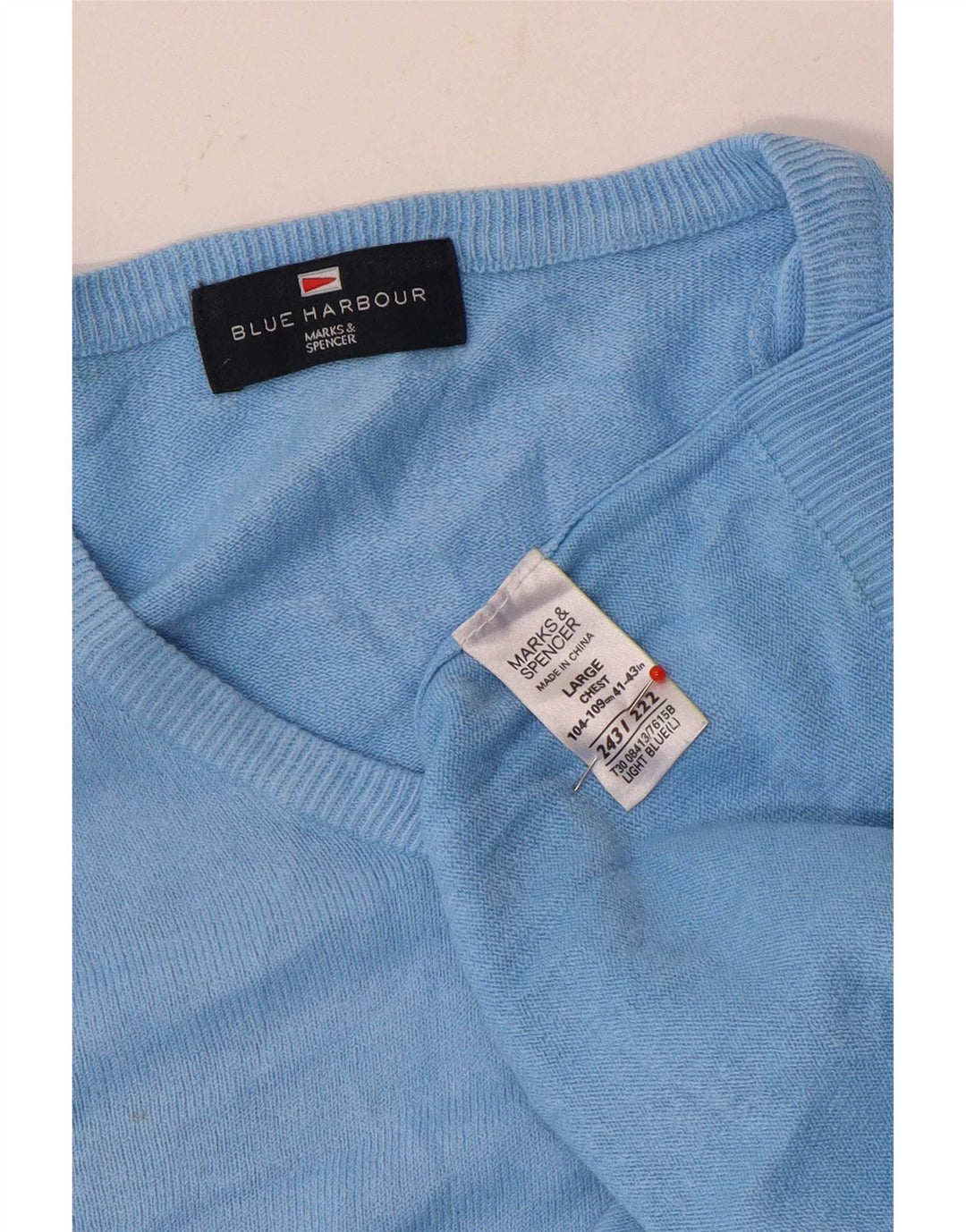 Suéter masculino Marks & Spencer Blue Harbor com decote em V grande acrílico