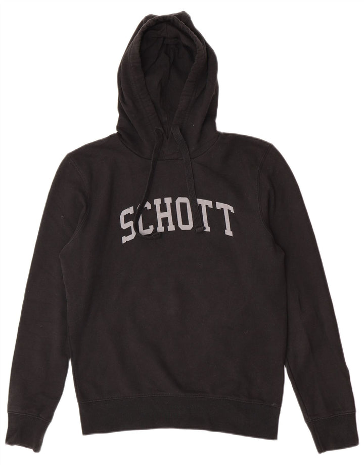 Schott moletom masculino com capuz gráfico pequeno algodão preto