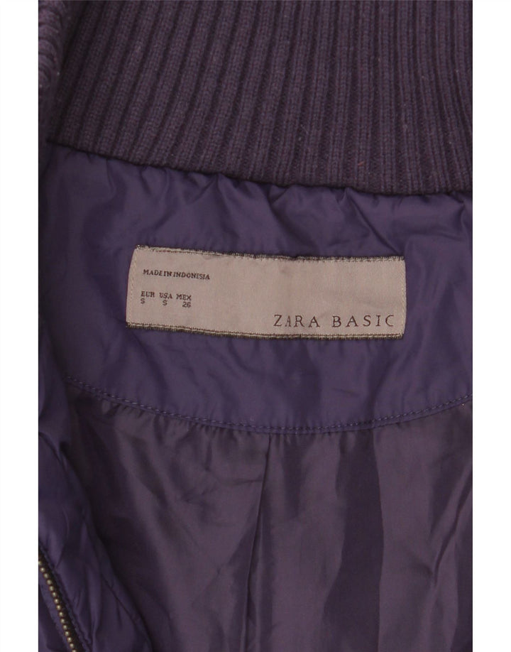 Jaqueta acolchoada feminina Zara UK 10 pequena roxa