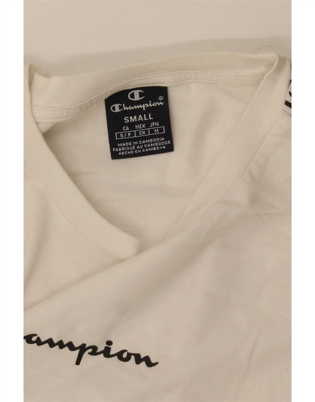 Camiseta masculina com estampa gráfica Champion pequeno bloco colorido branco