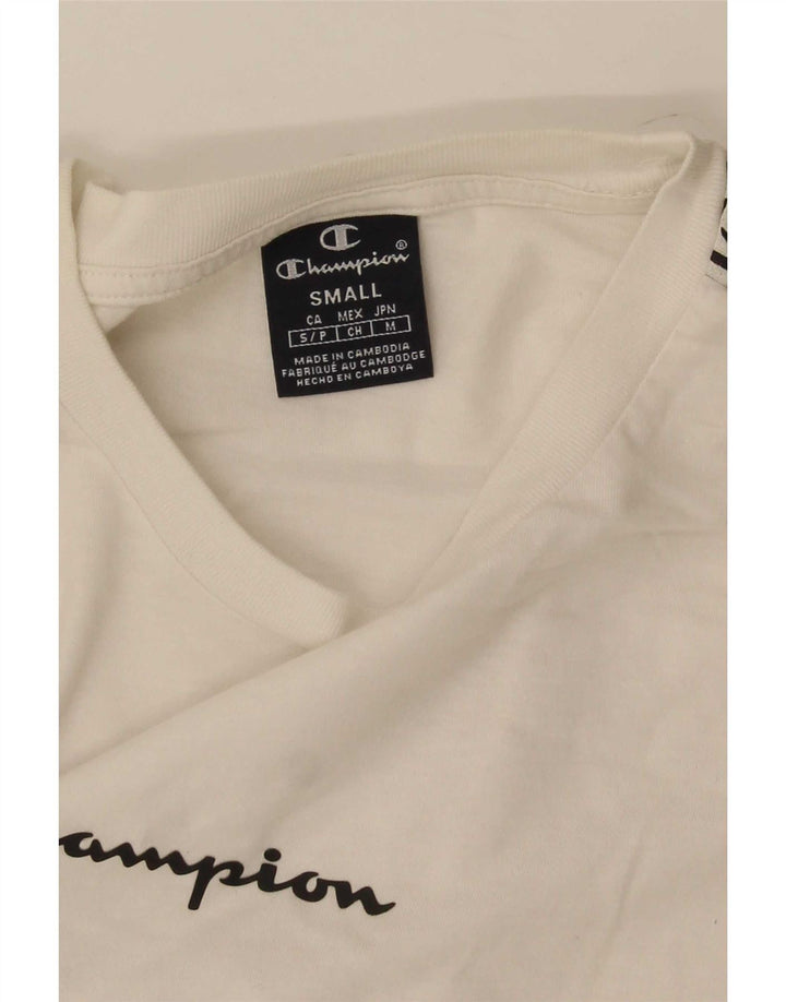 Camiseta masculina com estampa gráfica Champion pequeno bloco colorido branco