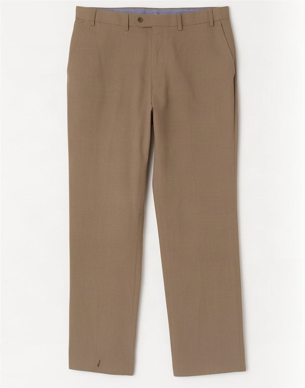 Calça masculina de terno reto Marks & Spencer W38 L33 poliéster bege