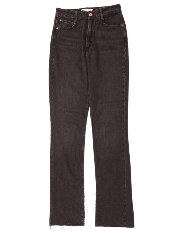 Calça jeans feminina cintura alta Zara EU 38 pequena W28 L34 algodão preto