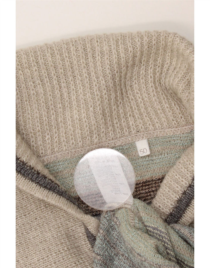 Suéter masculino vintage com gola xale IT 50 cinza médio Argyle/Diamante