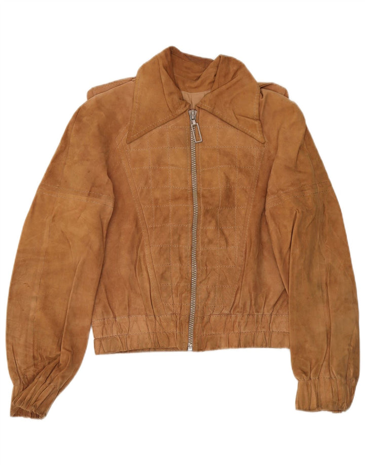 Jaqueta feminina vintage de camurça militar IT 48 XL marrom