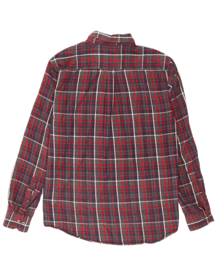 Camisa masculina de flanela de ajuste regular da Dack, algodão xadrez vermelho médio