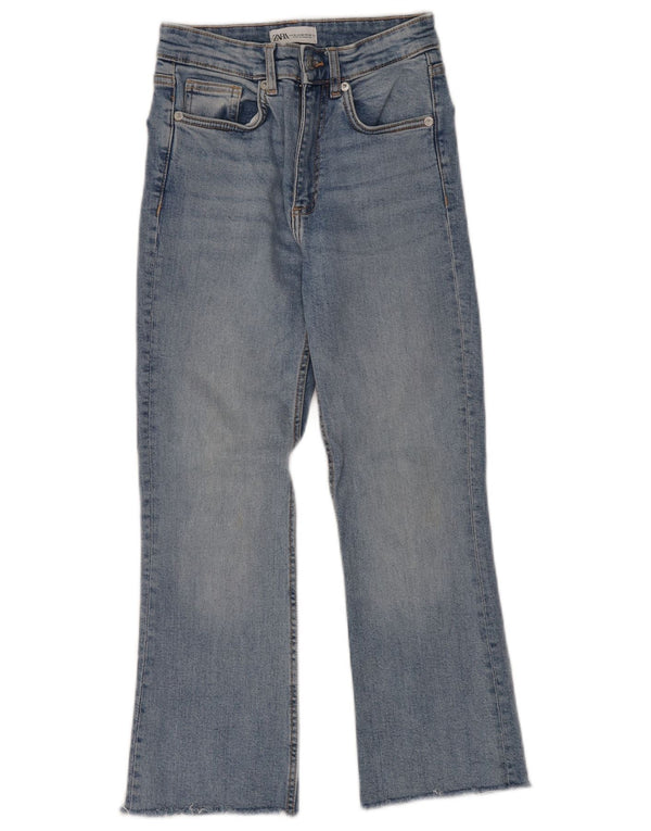Calça jeans feminina Zara cintura alta com corte bootcut EU 36 XS W26 L24 azul