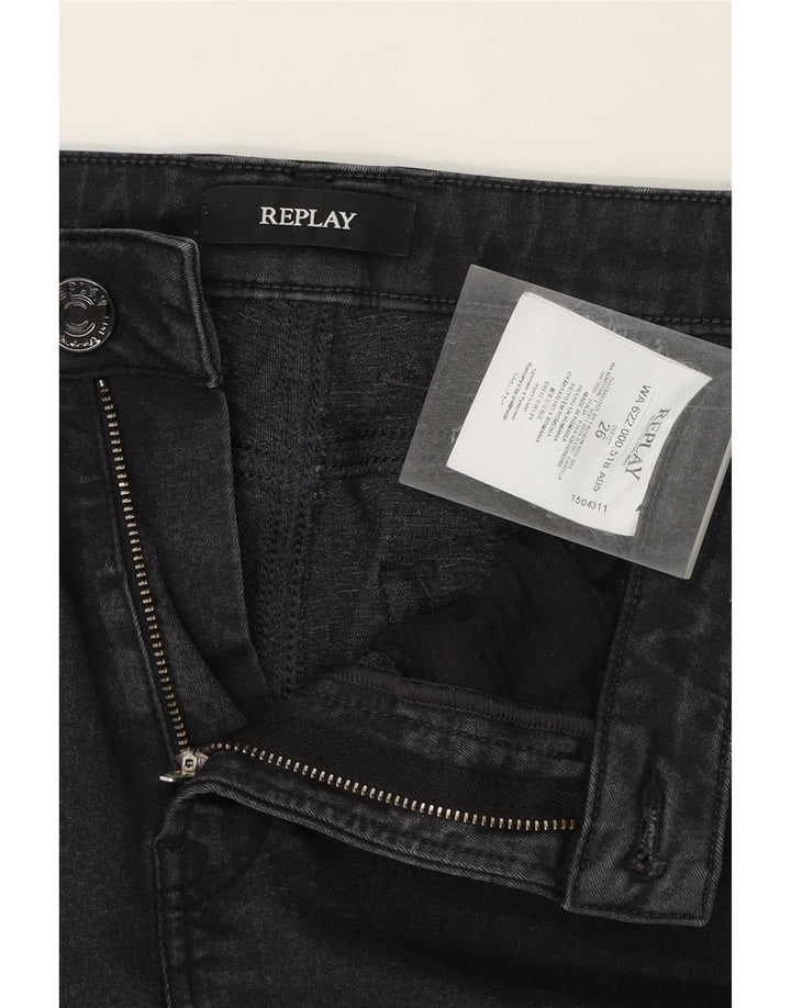 REPLAY Womens Joggers Cropped Jeans W26 L25 Black Cotton Vintage Replay and Second-Hand Replay from Messina Hembry 