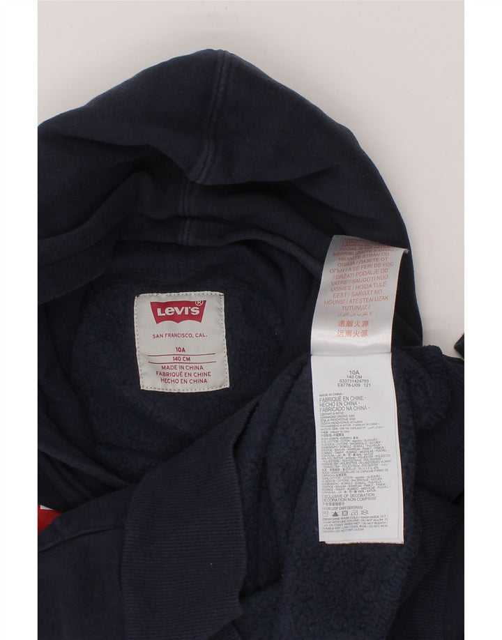LEVI'S Boys Graphic Hoodie Jumper 9-10 Years Navy Blue Cotton Vintage Levi's and Second-Hand Levi's from Messina Hembry 