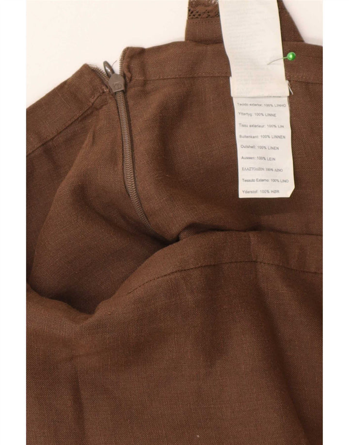 Saia feminina Massimo Dutti em camadas W30 linho marrom médio