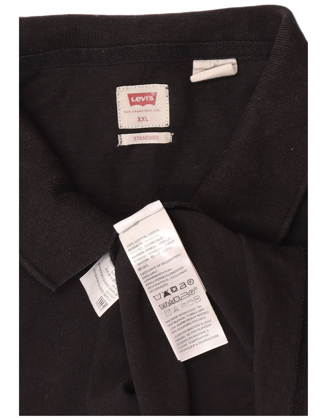 Camisa polo masculina padrão Levi's 2XL algodão preto