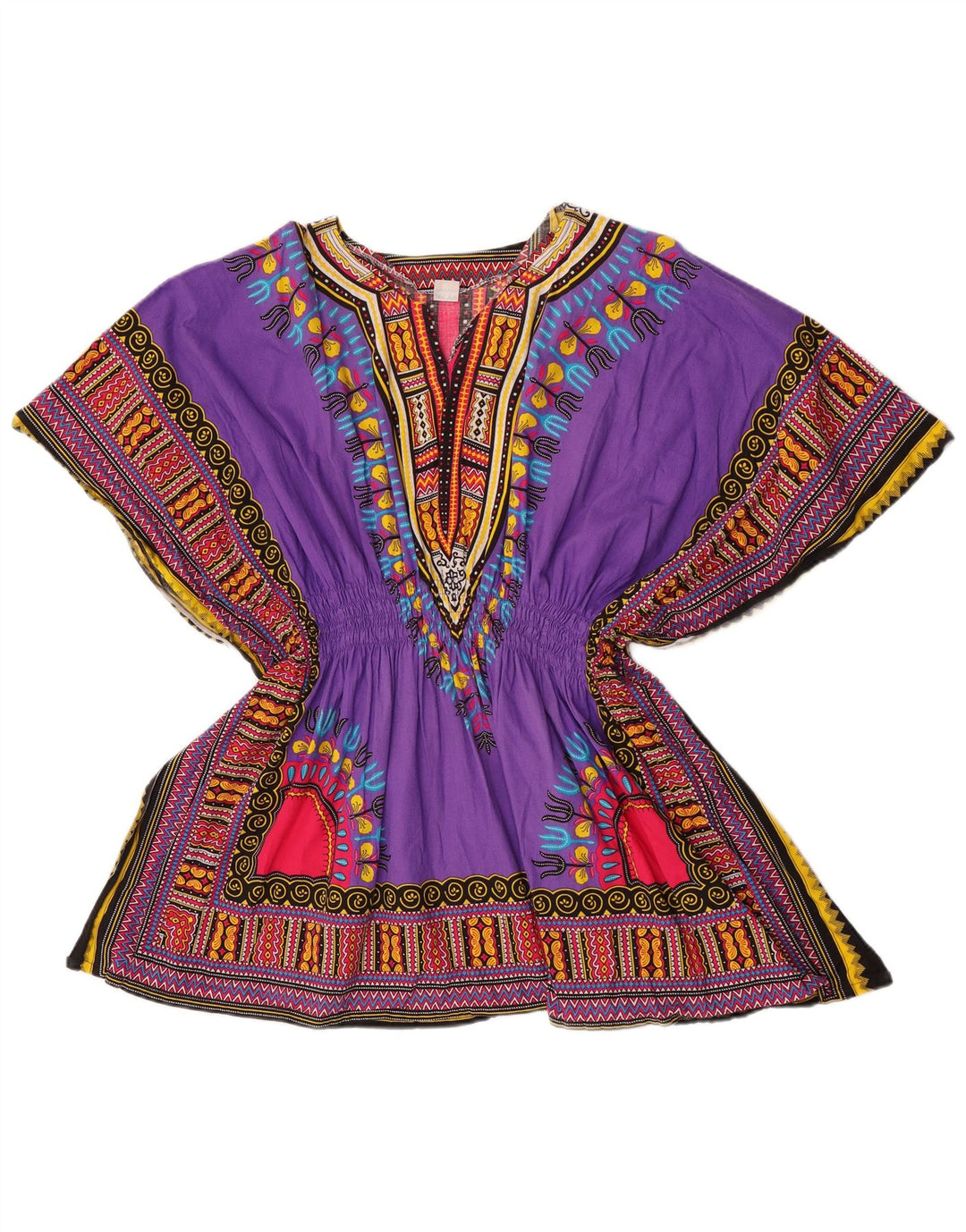 Blusa feminina vintage praia top tamanho único algodão geométrico roxo