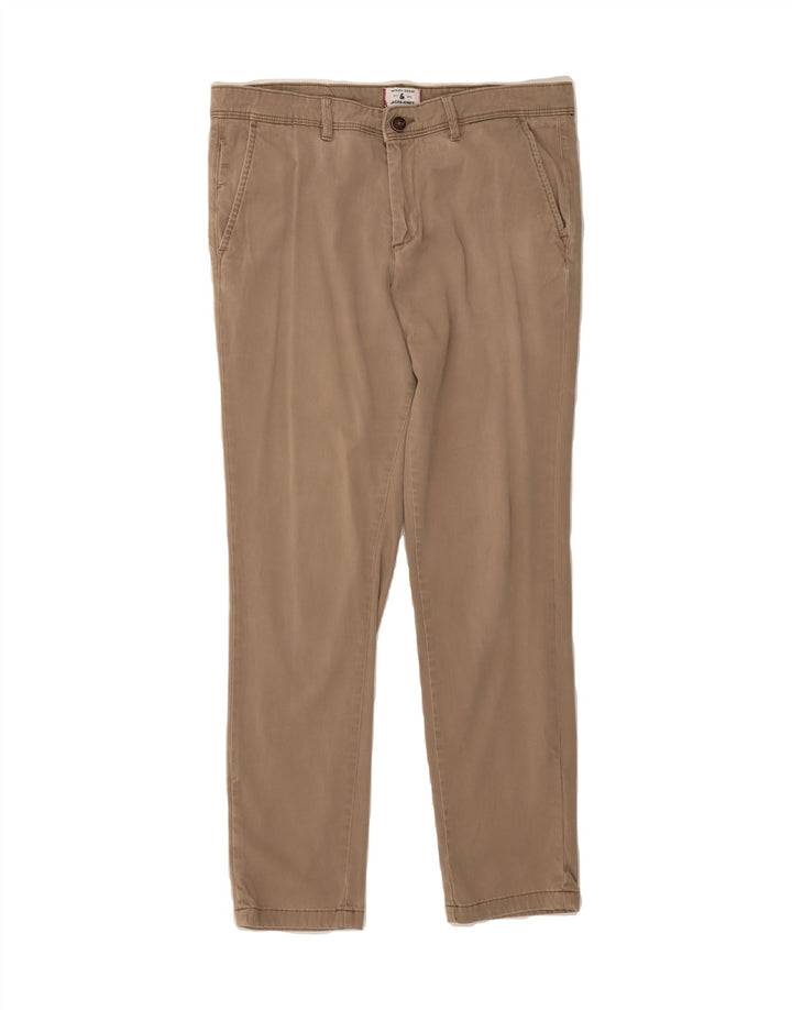 JACK & JONES Mens Slim Chino Trousers W32 L27 Khaki Cotton Vintage Jack & Jones and Second-Hand Jack & Jones from Messina Hembry 