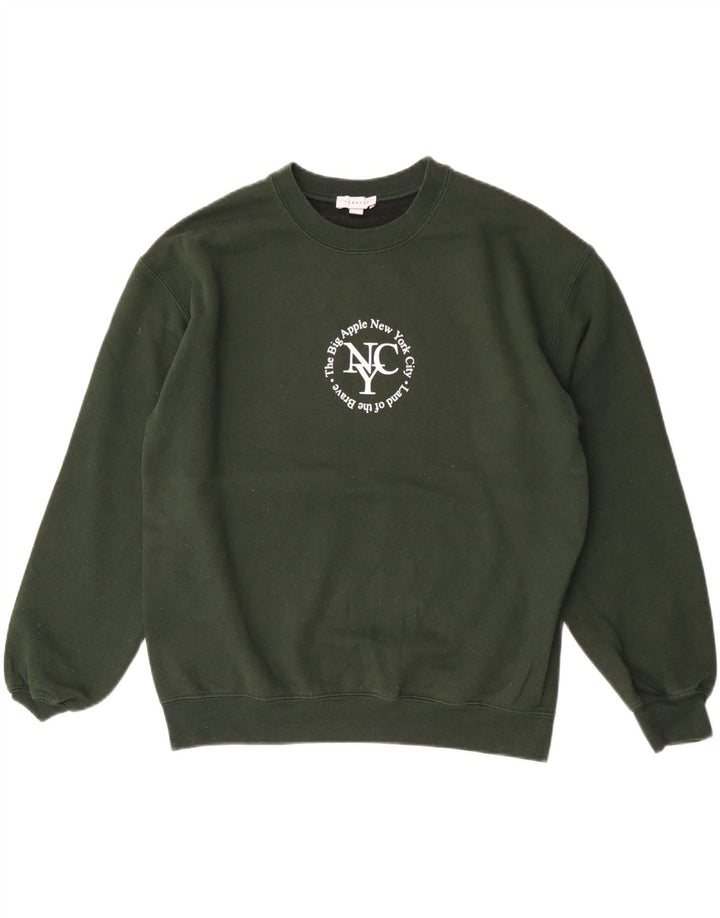 Suéter gráfico feminino Topshop UK 14 verde médio