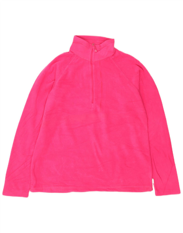 Jumper de lã feminino Eddie Bauer com zíper e gola UK 14 poliéster rosa médio