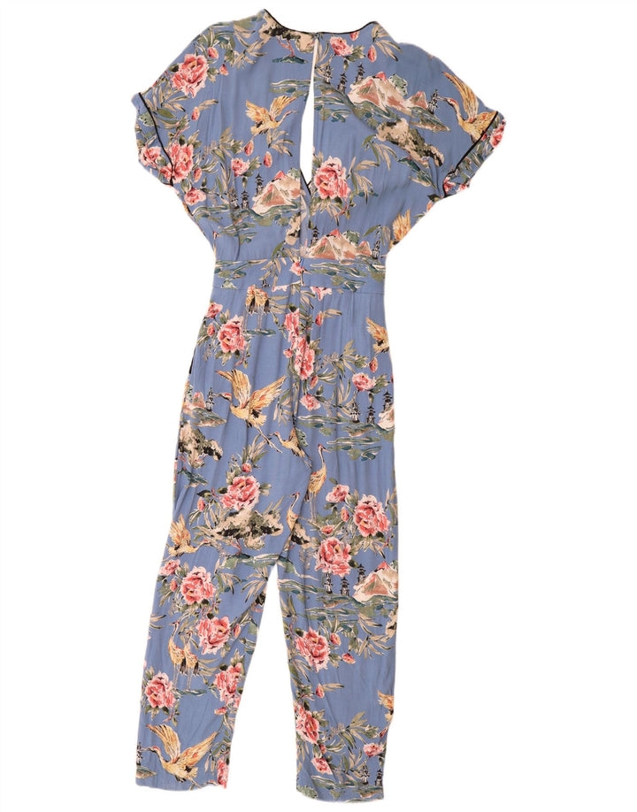 Macacão feminino Zara manga curta UK 6 XS azul floral