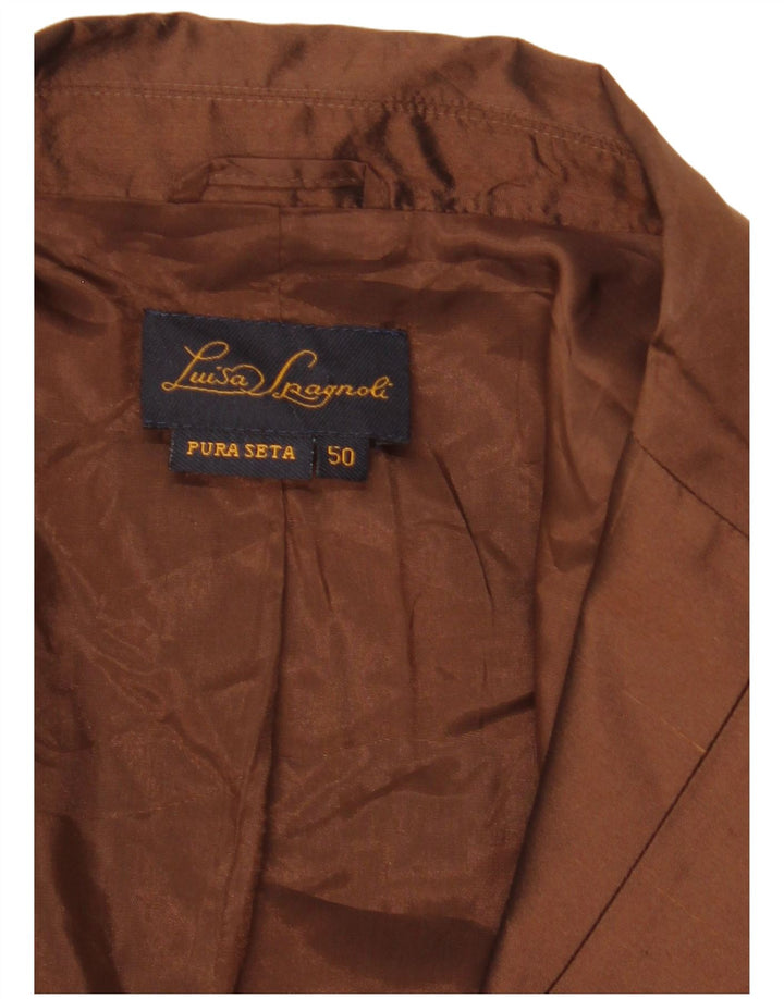 LUISA SPAGNOLI Jaqueta blazer feminina de 1 botão e manga 3/4 IT 50 grande marrom