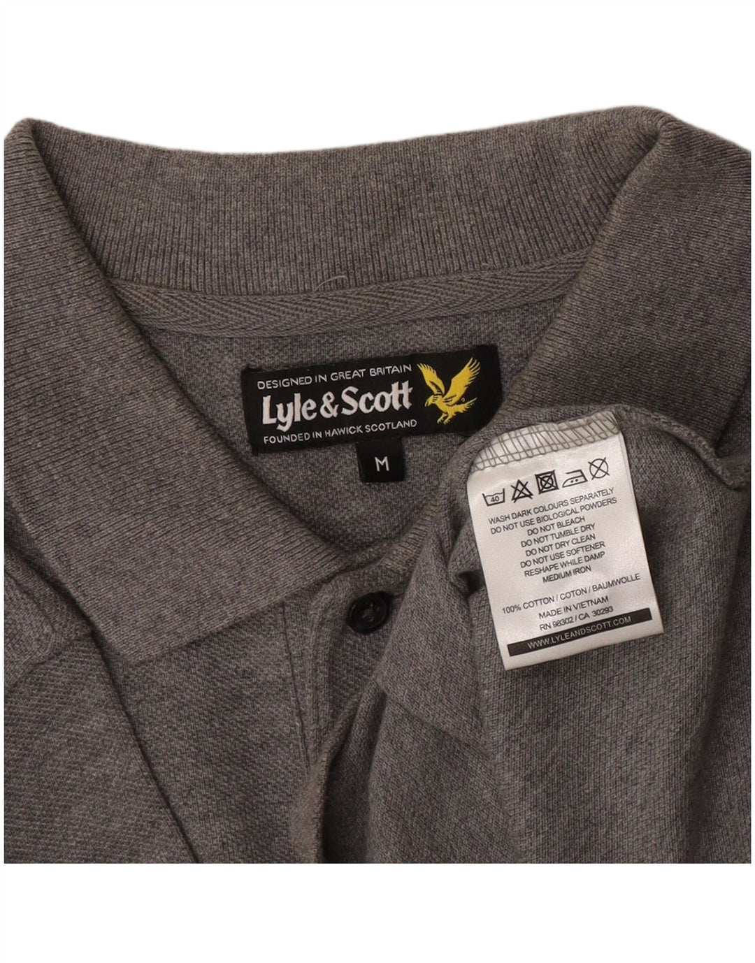 Camisa polo masculina Lyle & Scott cinza médio algodão