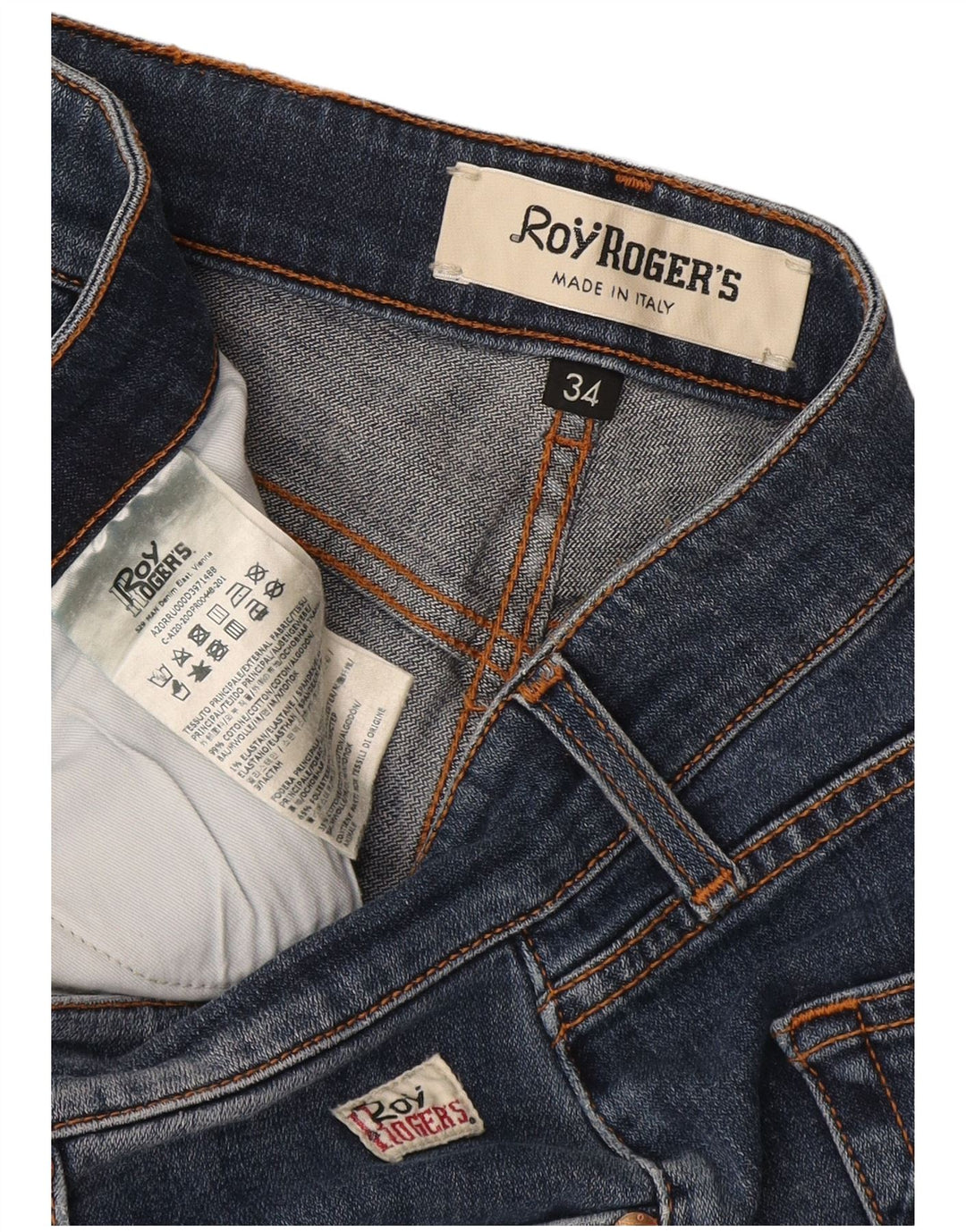 Calça jeans masculina Roy Rogers desgastada W34 L29 azul algodão