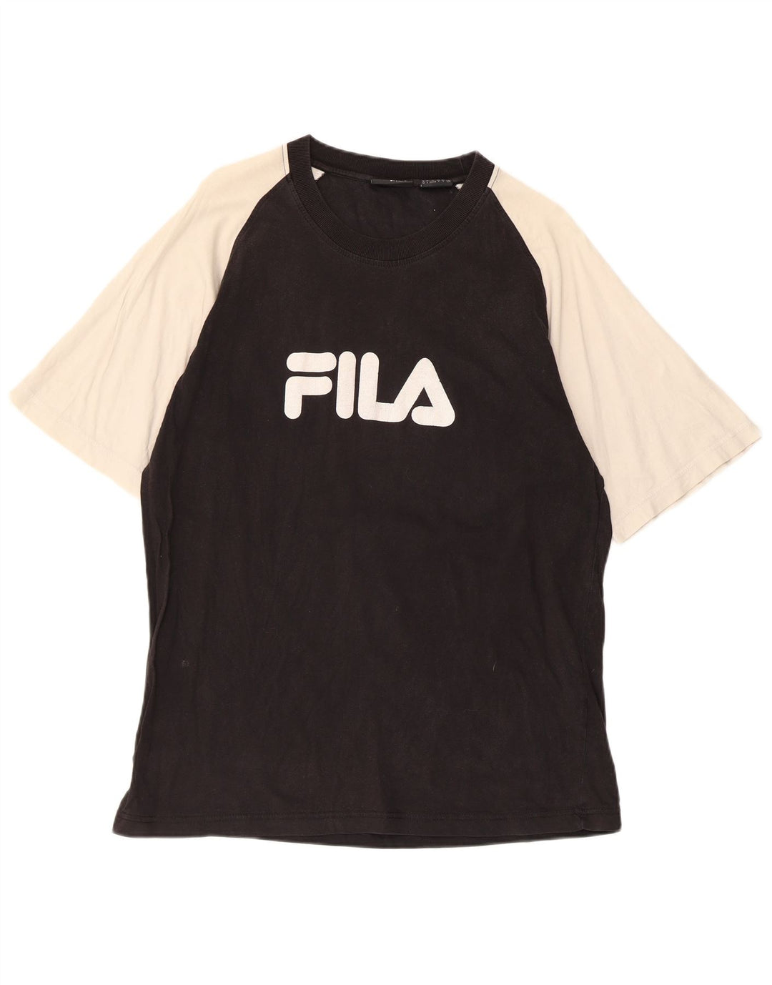 Fila Camiseta masculina gráfica grande bloco colorido preto
