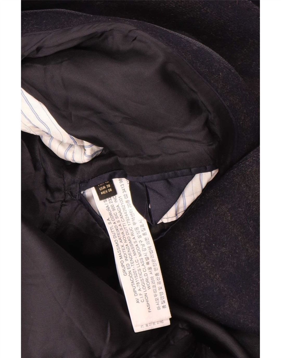 Sobretudo masculino Massimo Dutti EU 48 médio azul marinho xadrez lã
