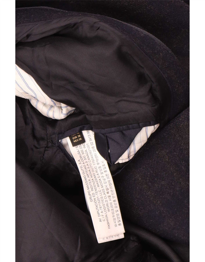 Sobretudo masculino Massimo Dutti EU 48 médio azul marinho xadrez lã