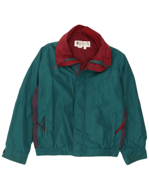 Jaqueta corta-vento masculina Columbia UK 38 médio verde colorblock nylon