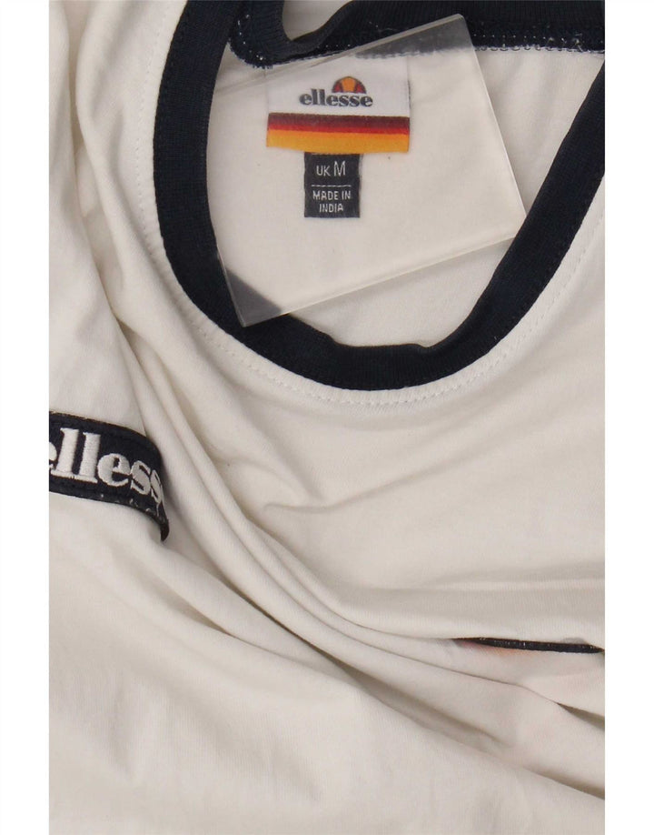 Ellesse Camiseta masculina gráfica Top médio branco colorblock