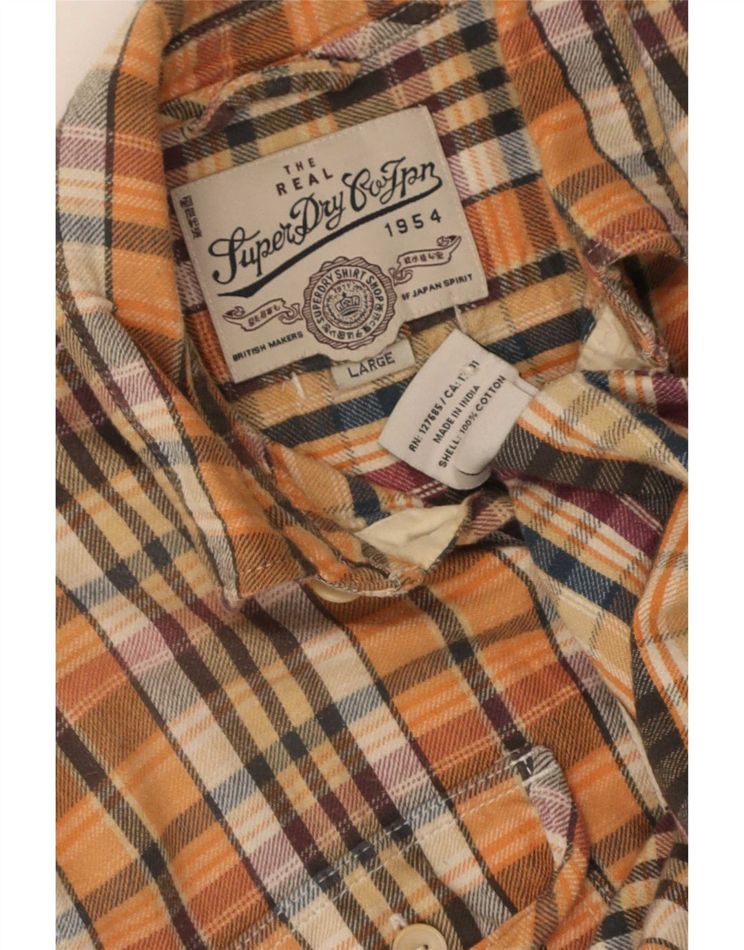 Camisa masculina de flanela Superdry grande algodão xadrez multicolorido