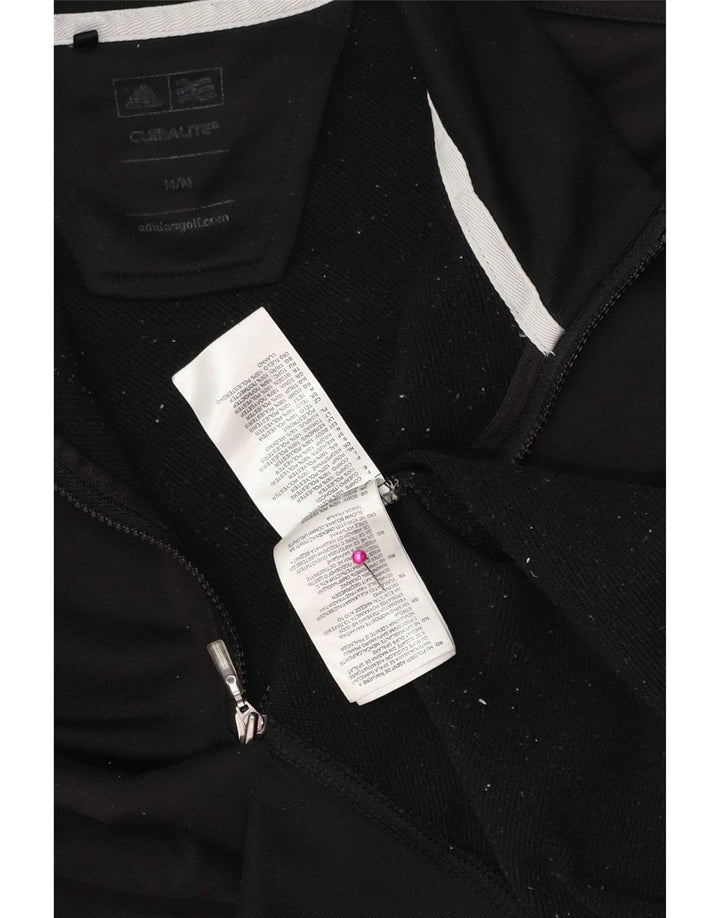 Adidas Mens Climalite Zip Neck Moletom Jumper Médio Preto Poliéster