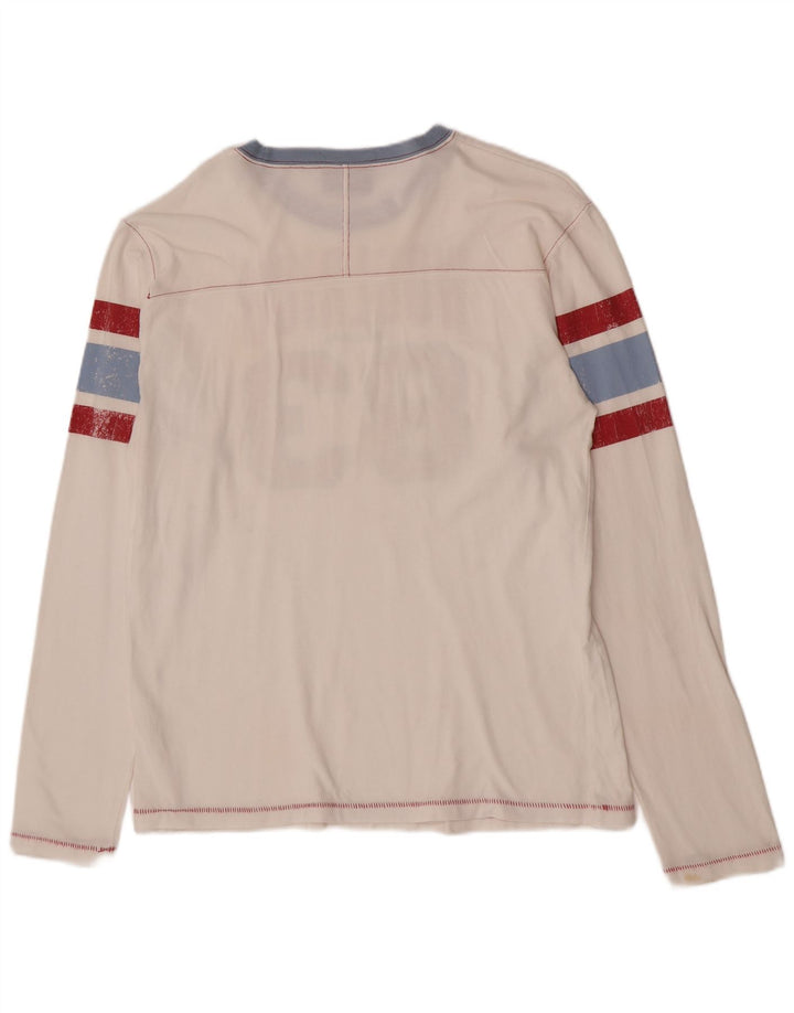 Woolrich masculino gráfico top manga comprida grande algodão branco