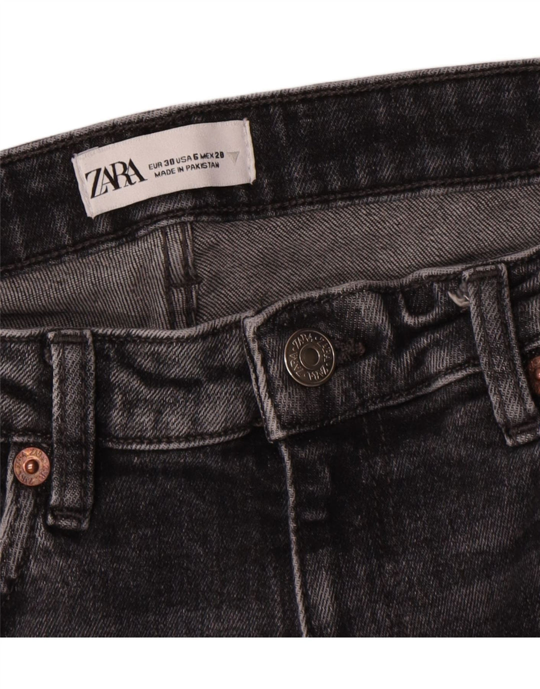 Calça jeans feminina Zara Bootcut EU 38 pequena W28 L26 cinza