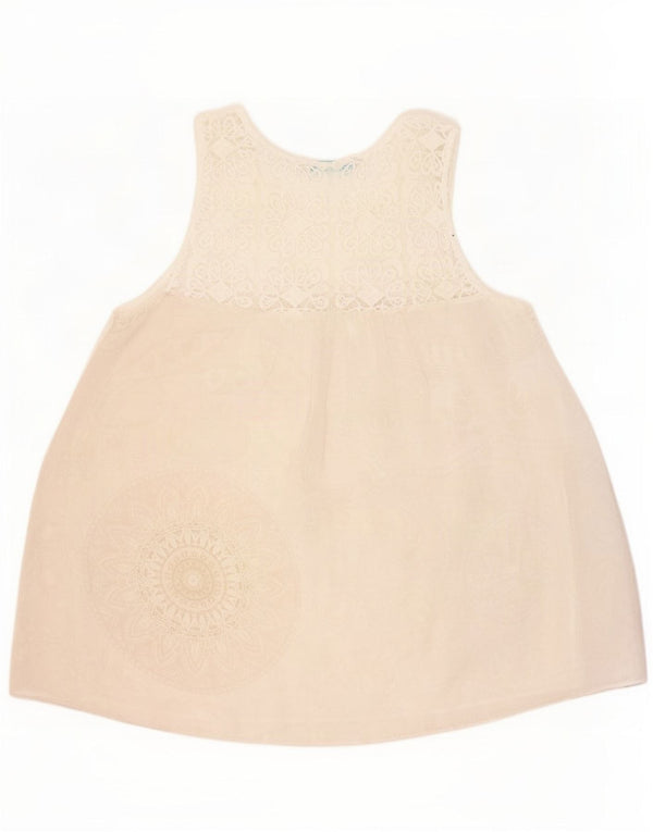 Top de colete gráfico feminino Desigual UK 12 médio bege