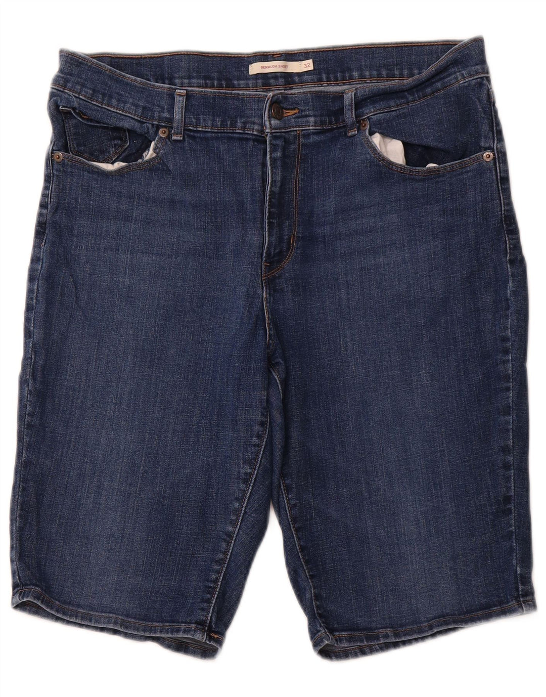 Bermuda jeans feminina LEVI'S W32 grande algodão azul