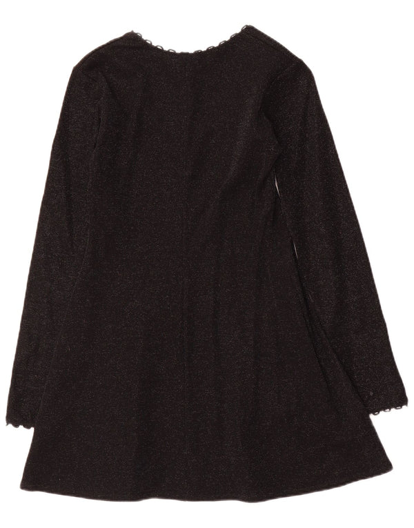 Occhi Neri Womens Long Sleeve A-Line Dress UK 8 Small Black Flecked
