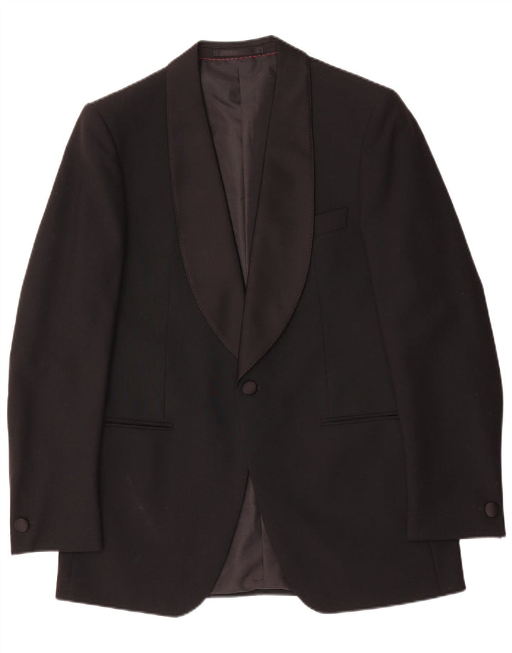 Jaqueta blazer masculina Wilvorst com 1 botão EU 50 grande lã preta