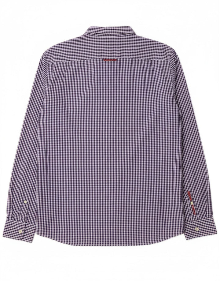 Camisa masculina SUPERDRY grande algodão guingão azul