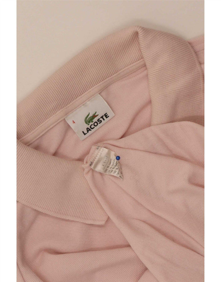 Camisa polo masculina de manga comprida Lacoste tamanho 4 médio algodão rosa