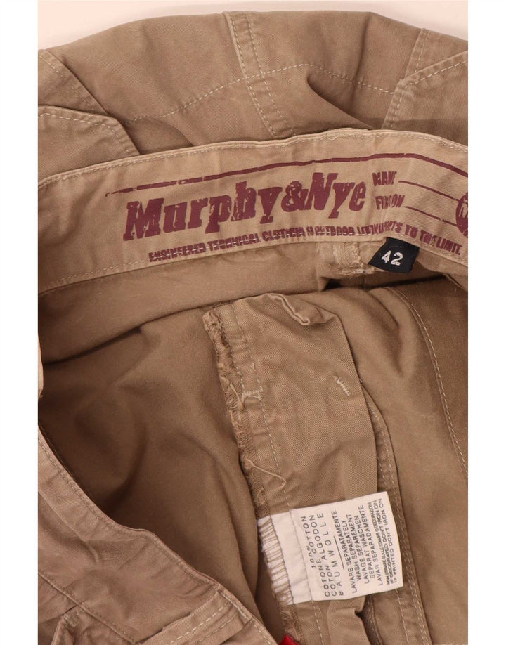 Murphy & Nye Mens Straight Cargo Calças W42 L32 Bege