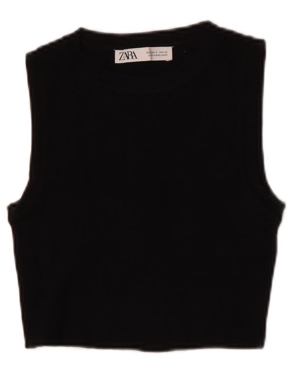Zara Womens Crop Vest Top Reino Unido 8 Pequeno Preto
